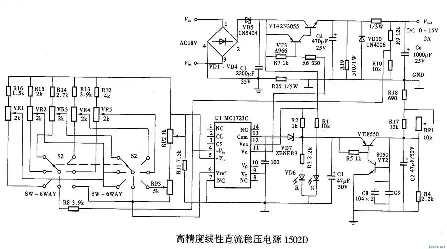 高精度线性直流稳压电源1502d-电路图-电子产品世界