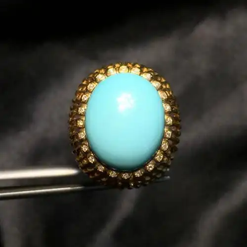 18k金镶天然绿松石戒指