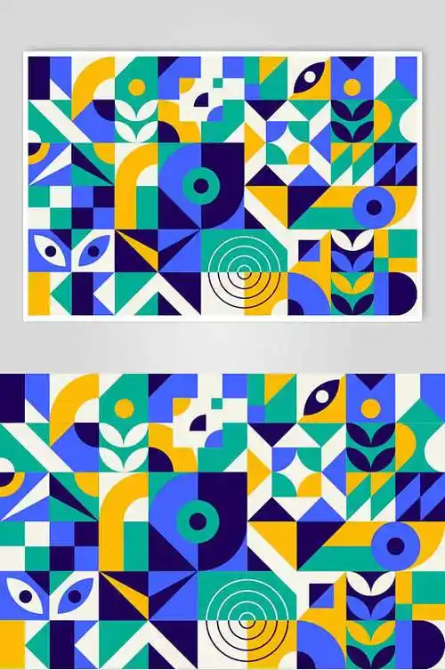 彩色扁平高端创意清新几何形状素材