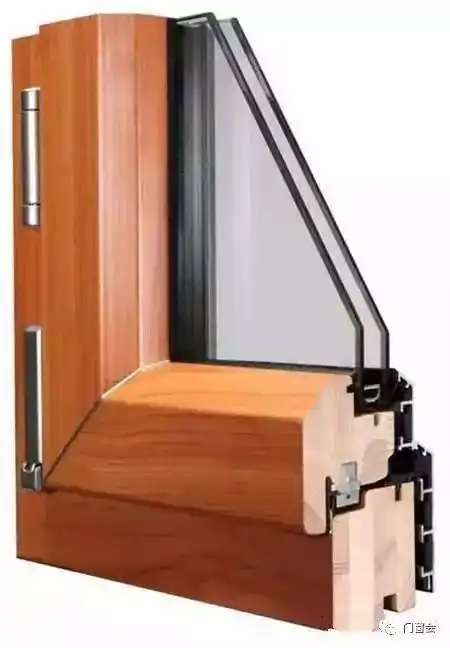 这正是目前市面上木铝门窗的截面图