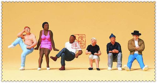 久安铁道 仿真人物 微缩小人 1:87 preiser 10474 坐在楼梯上的人