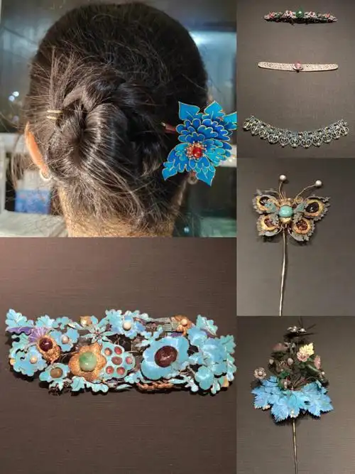 旗袍穿搭台北故宫的点翠头饰