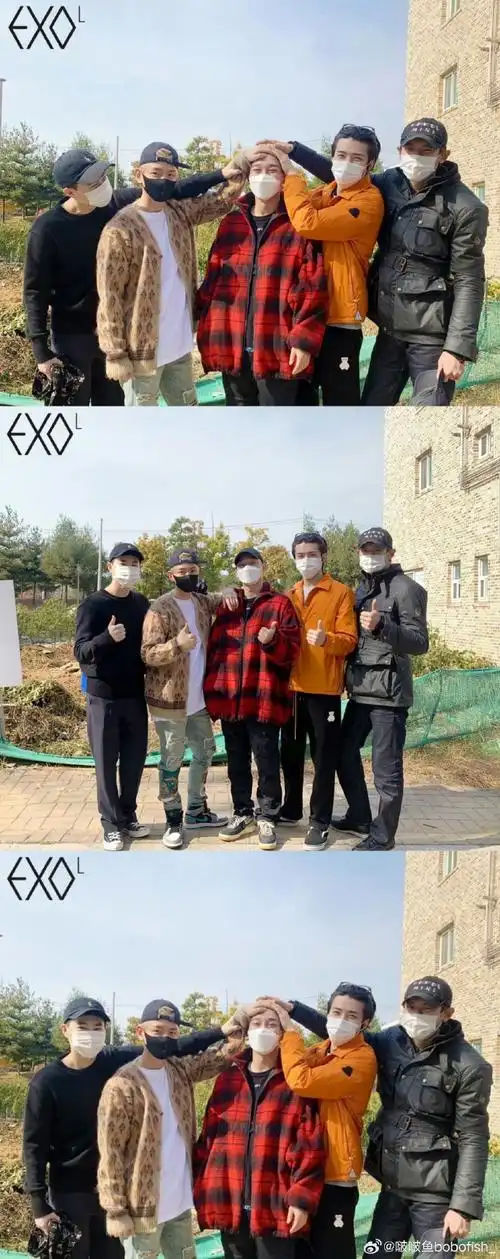 exo超话接下来就是最后一张摸头照了05#exo全员入伍