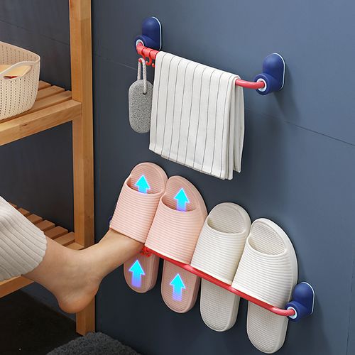 壁挂浴室拖鞋架创意鞋子收纳架卫生间厕所免打孔门后拖鞋架置物架