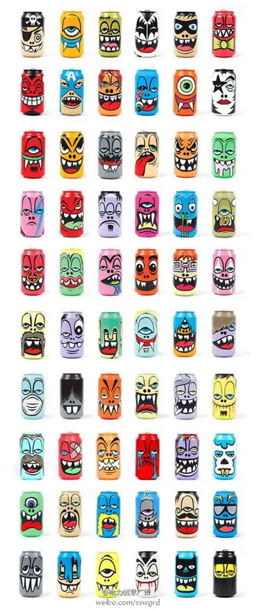 手绘卡通易拉罐设计,好有爱.