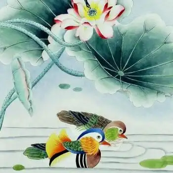 顾雪芳四尺斗方工笔画鸳鸯-相伴68*68cm