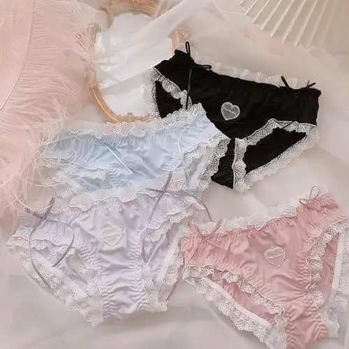 少女复古jk内裤甜美牛奶蝴蝶结可爱中腰三角裤平角裤