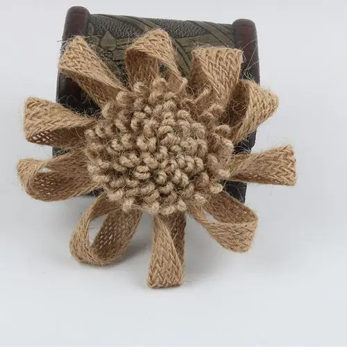 新款麻辫花手工麻编装饰花婚庆派对用品麻布花朵跨境电商热卖