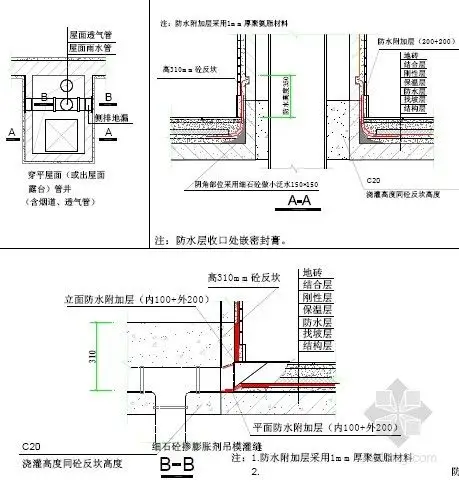 出屋面的管道在平屋面处