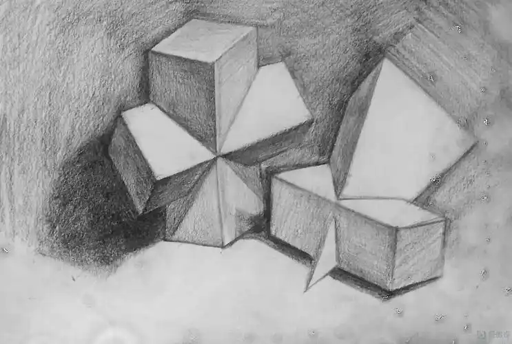 组合几何体—素描速写美术绘画入门练习