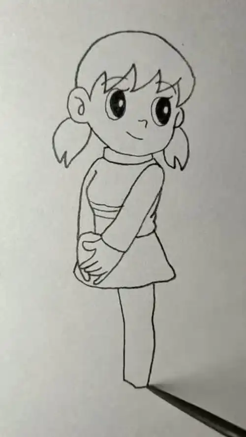 简笔画:画漂亮的静香,童年的回忆