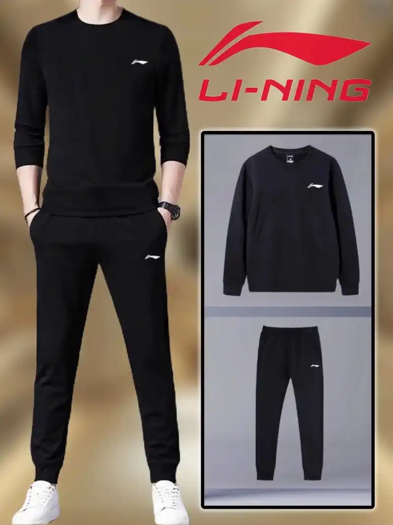 李宁运动套装男正品2025春季圆领卫衣休闲运动舒适男士加厚运动服