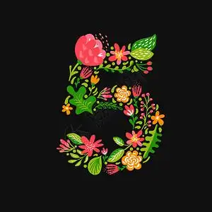 花朵婚礼装饰数字5矢量图图片素材