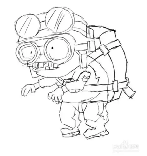 僵尸简笔画僵王开机器人的僵王boss动漫手绘植物大战僵尸简笔画深海