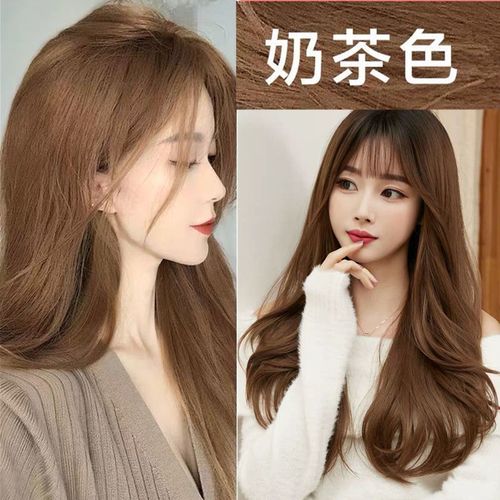 染发膏自己在家染发剂植物盖白发显白2021流行色奶茶金棕色