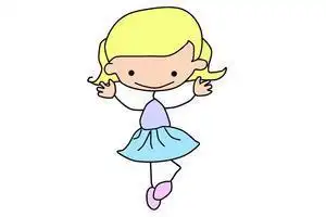 招手的女孩简笔画