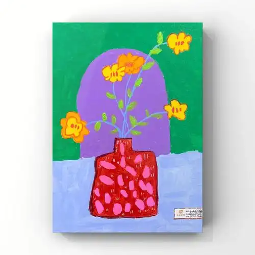 花与花瓶艺术丙烯装饰画