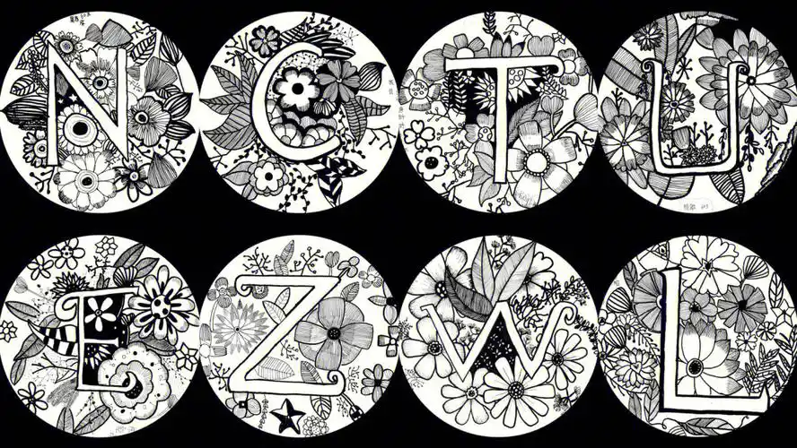 线描字母手绘画