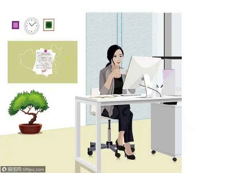 老师坐在办公室教师矢量图