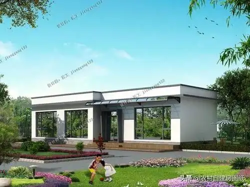 14平方米结构类型:砖混结构这款一层平房适合建在北方,平屋顶设计