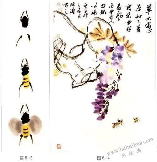 绘画题材中常画的蜂有黄蜂,蜜蜂和牛蜂.