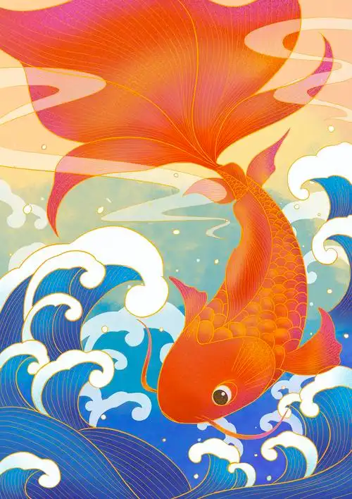 国潮风插画锦鲤