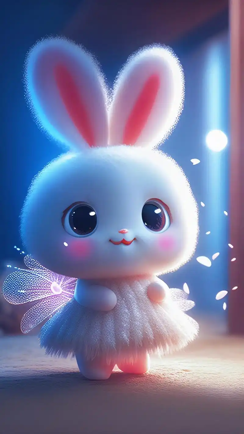 一只超级招人喜欢的白色小仙兔,皮克斯样式,长长 - 抖音