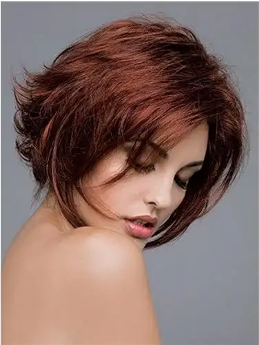 欧美女士假发个性帅气短发棕红色反翘短直发速卖通wish外贸假发套