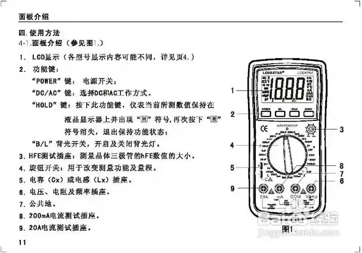 乐达ld980*a手动量程万用表说明书