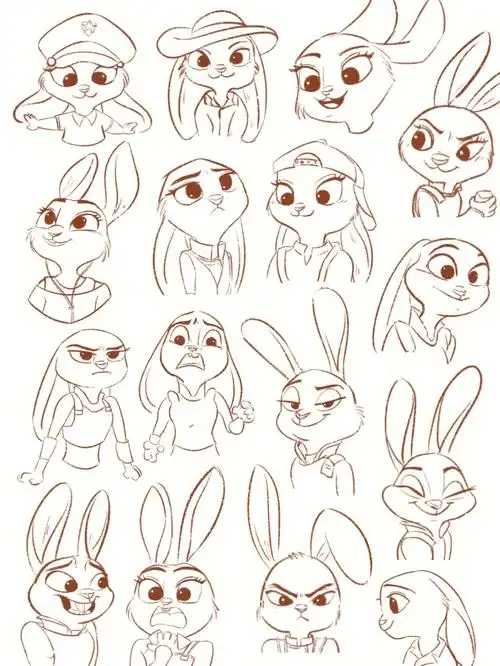 疯狂动物城朱迪篇速写练习临摹画day25