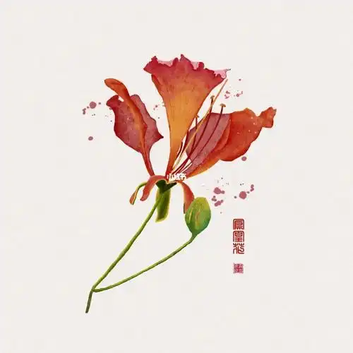 水彩凤凰花
