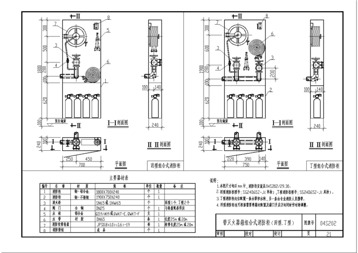 【消火栓安装图集cad版本】 带灭火器箱组合式消防柜(丙丁型)