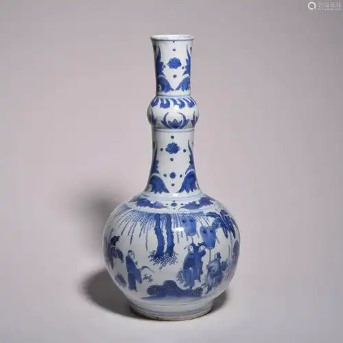 明崇祯青花人物故事葫芦瓶