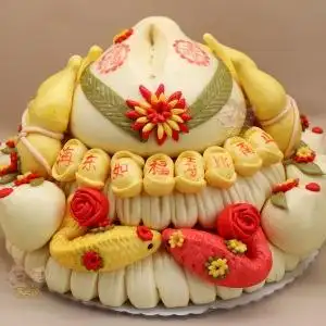 胶东花饽饽大寿桃生日礼物老人寿比南山纯手工面食山东花馒头馍馍