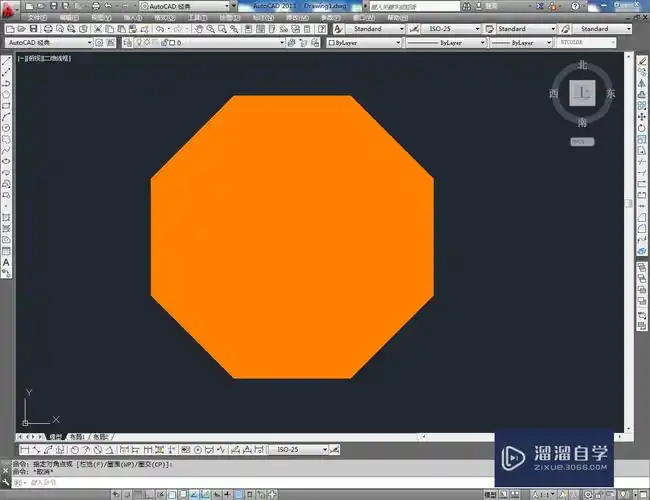 cad怎么画橙色八边形