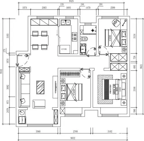 18万130平米现代三房装修效果图,鲁能领秀城130现代简约装修案例效果
