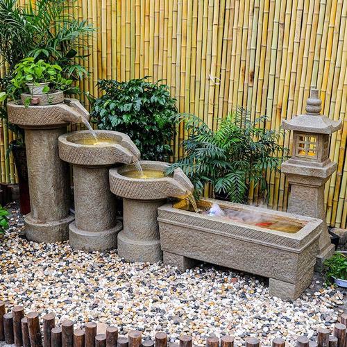 庭院石磨高山流水喷泉摆件顶楼阳台花园装饰循环水鱼池假山造景观