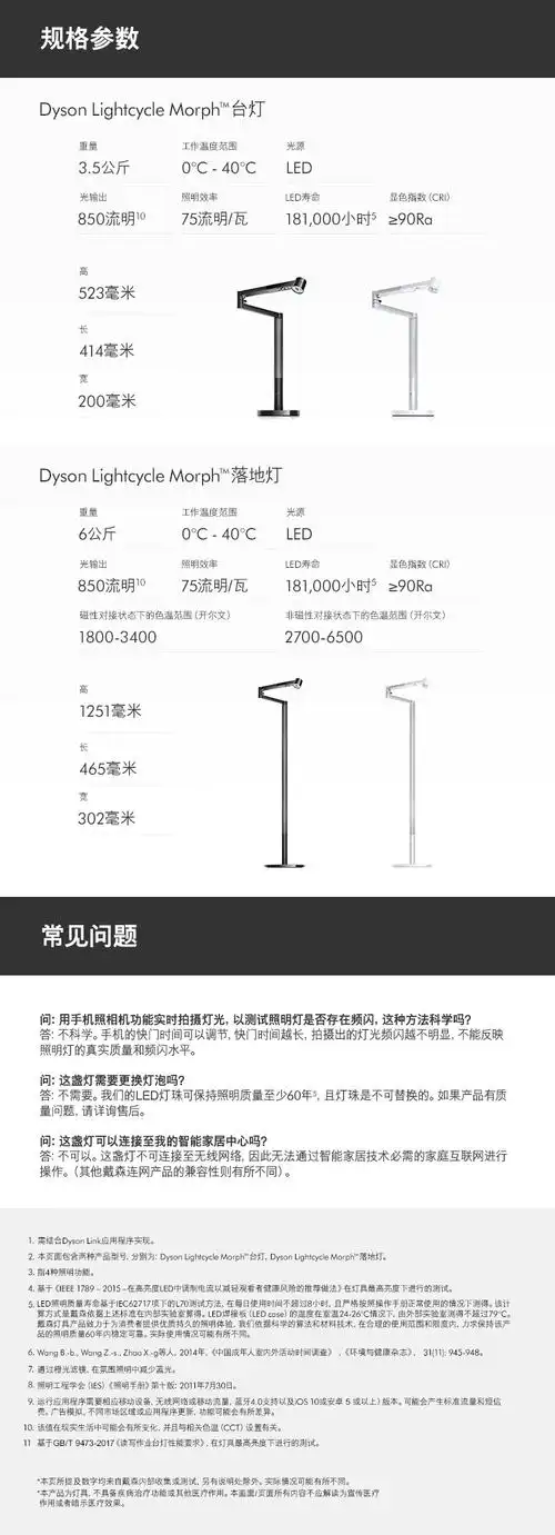 戴森(dyson)落地灯 cf06 lightcycle morph 酷黑色 可调节色温 酷黑色