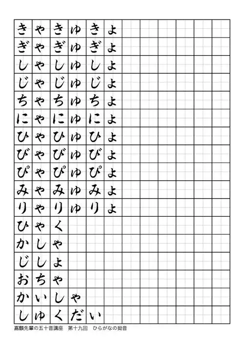 请问日语拗音怎么书写