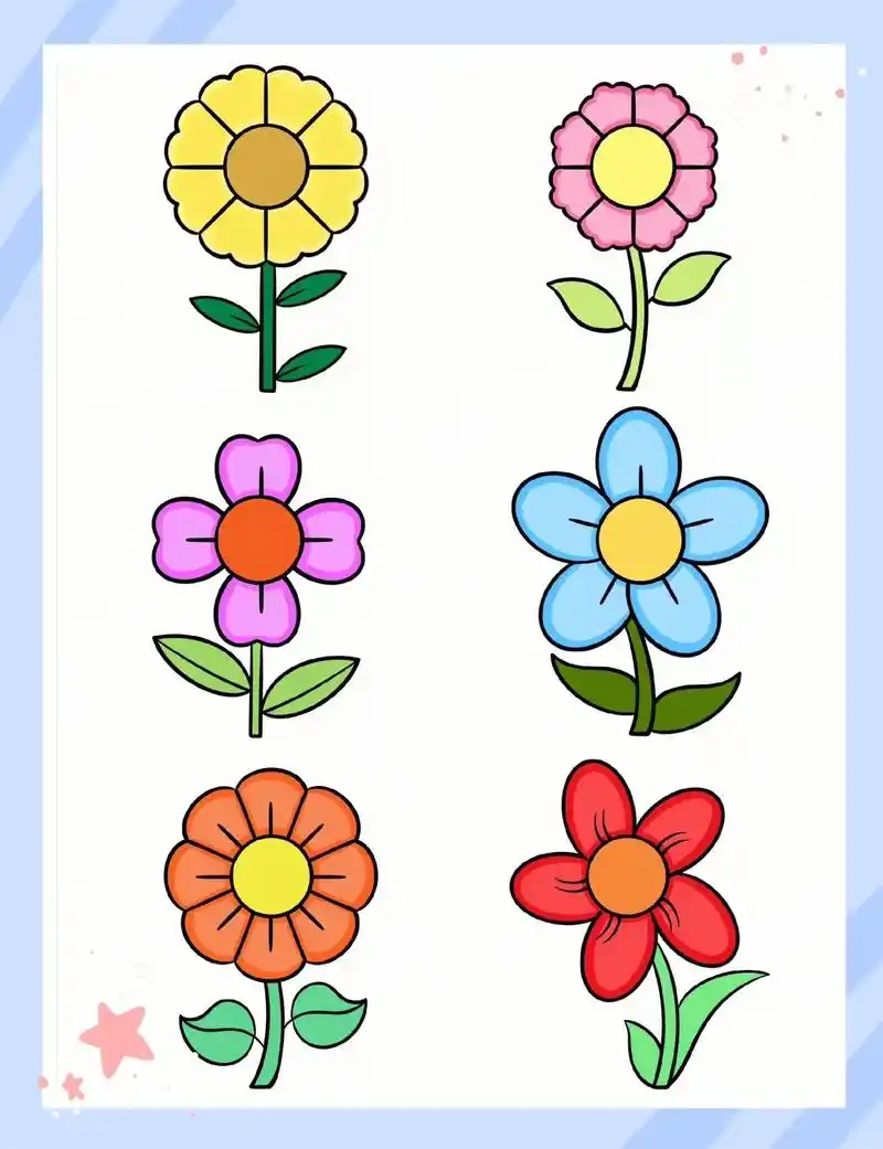 花朵简笔画 植物简笔画.第一步,画6个圆,每个圆上加上线条  - 抖音