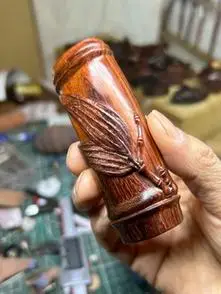 纯手工雕刻竹节手把件印度小叶紫檀木雕工艺