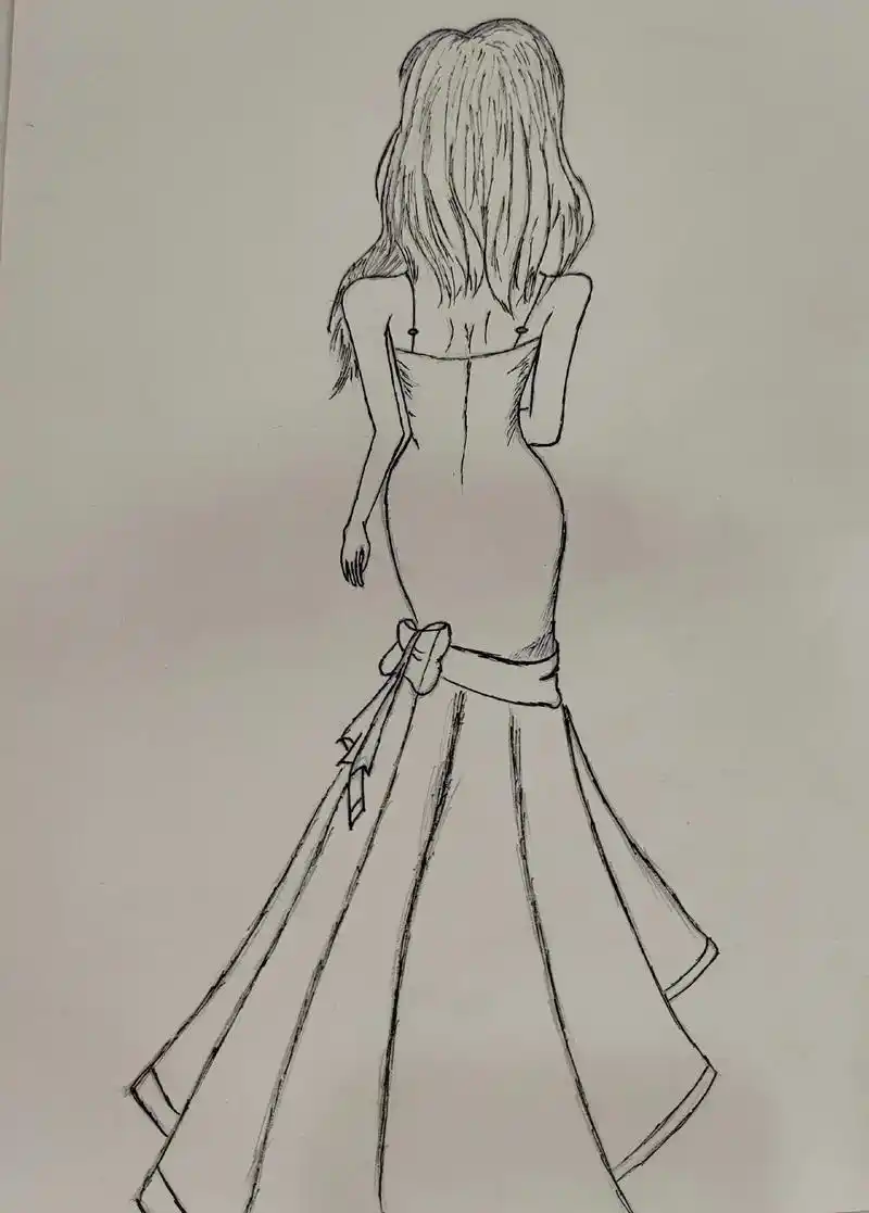 日常瞎画 嘿嘿无聊画个美女背影,画的好奇怪的样子😉😉�