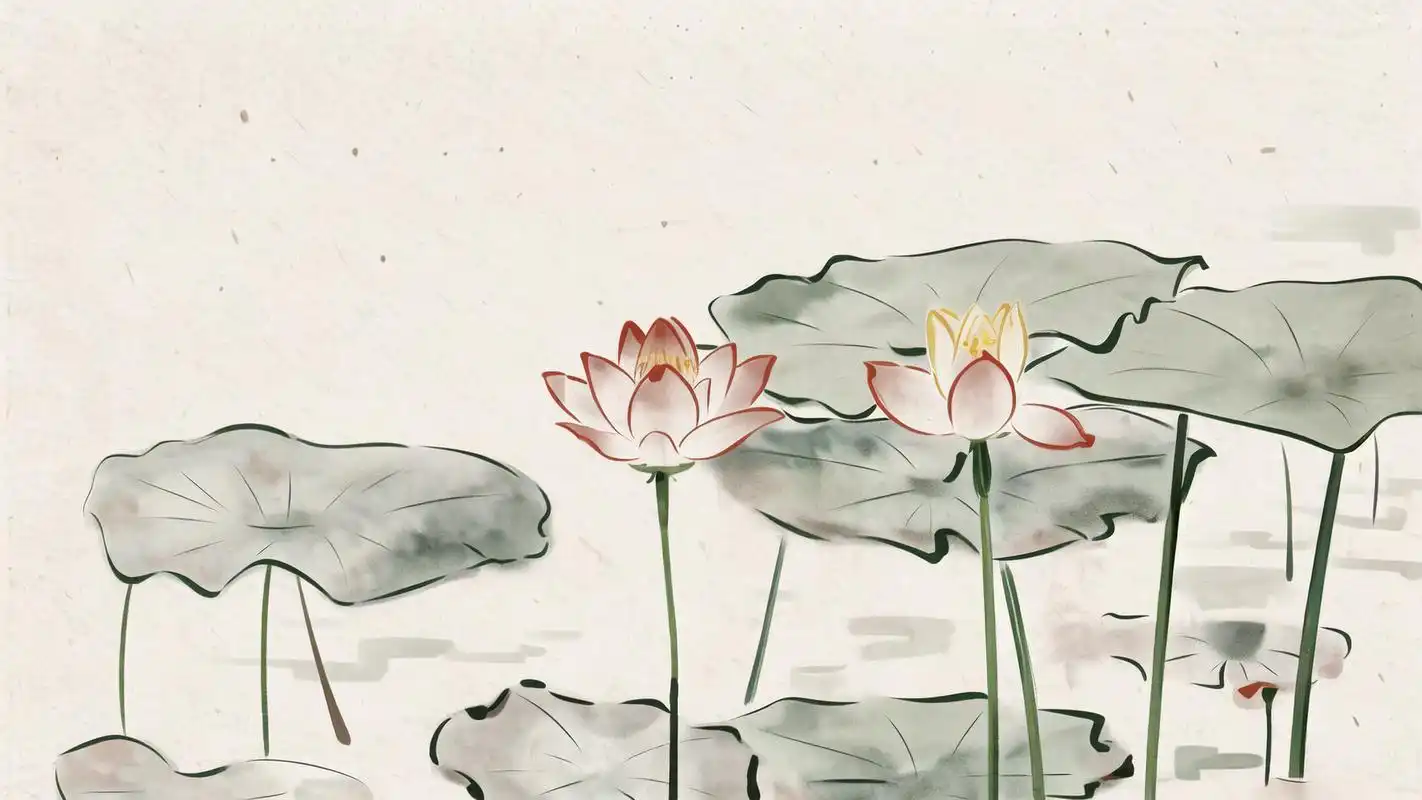 水墨荷花国画壁纸精选96 一组绝美的水墨荷花国画壁纸,等你来挑选哦