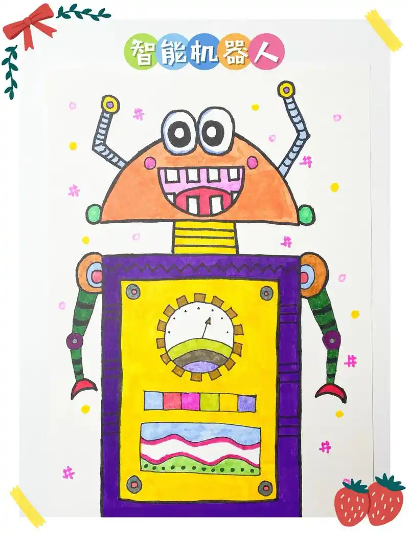 可可爱爱的机器人来咯.#抖音图文来了 #原创作品 #创意美术 - 抖音