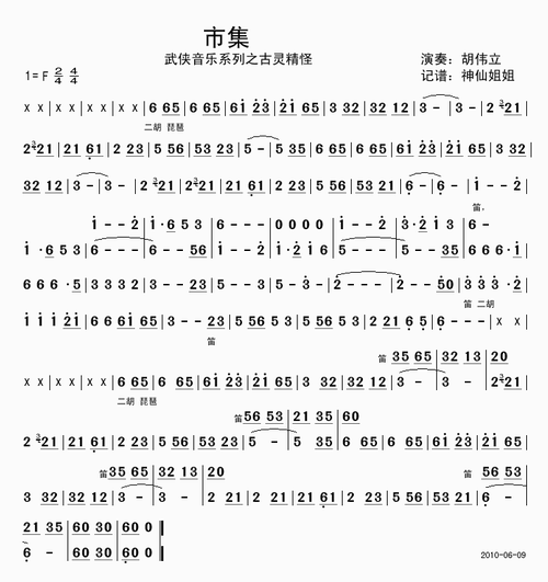 市集 醉拳 武侠音乐系列之古灵精怪简谱该歌谱演奏者为胡伟立,歌曲