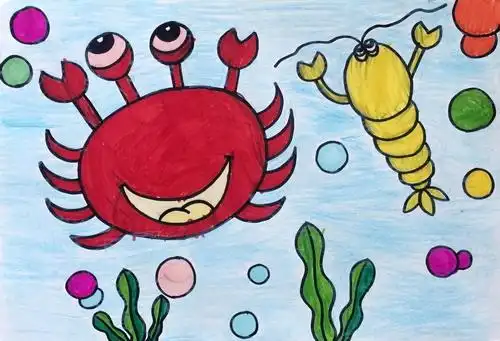 少儿书画作品-螃蟹和龙虾/儿童书画作品螃蟹和龙虾欣赏_中国少儿美术