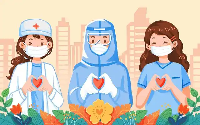 护士防疫人员抗击新冠疫情手绘插画疫情防控抗击疫情儿童疫情宣传卡通