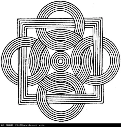 正方形和圆形套叠花纹镂空