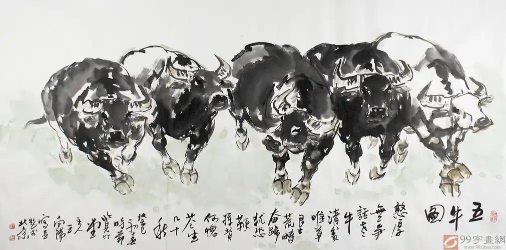 【作品简评】《五牛图》寓意吉祥,有开运祈福调理风水的功效,适合作为