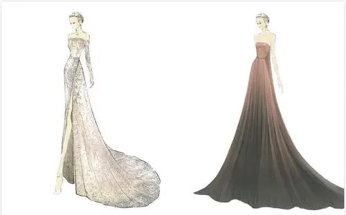 手绘插画 婚纱礼服 设计稿 素材